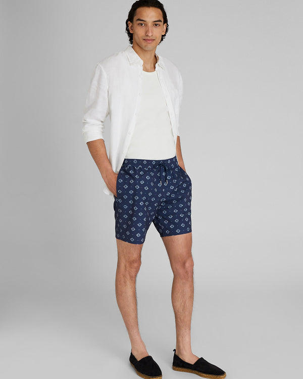 club monaco Bo Swim Medallion-Print 7" Swim Trunk Navy Base