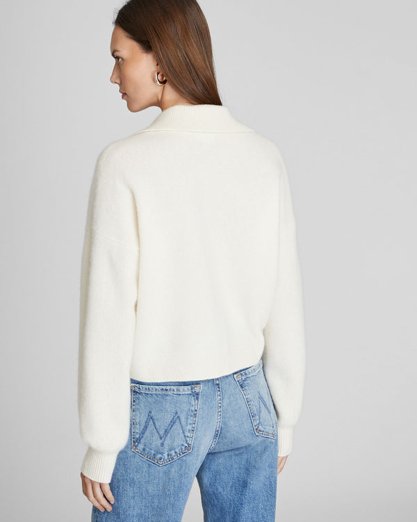 Club Monaco Boiled Cashmere Cropped Cardigan Ivory Mix