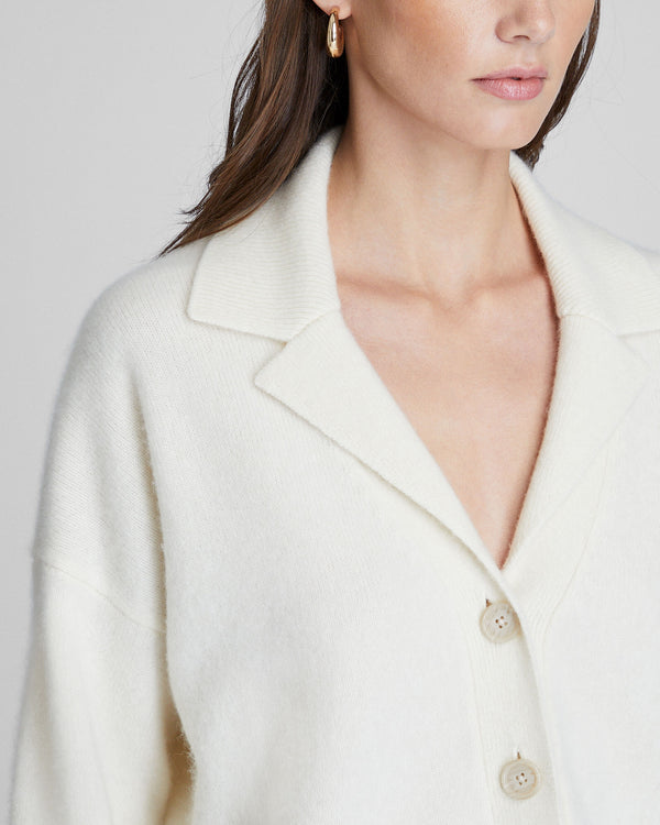 Club Monaco Boiled Cashmere Cropped Cardigan Ivory Mix