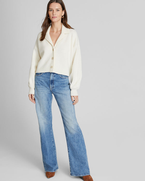 Club Monaco Boiled Cashmere Cropped Cardigan Ivory Mix