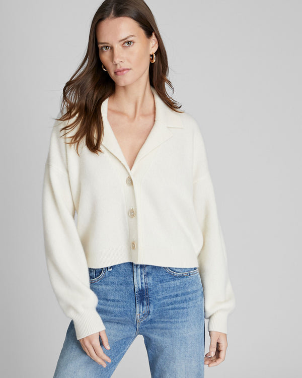 club monaco Boiled Cashmere Cropped Cardigan Ivory Mix