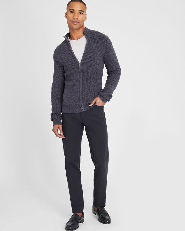 Club Monaco Bouclé Waffle Stitch Full Zip Sweater Blue