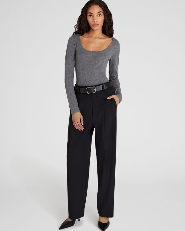 Club Monaco Bowee Long-Sleeve Scoop Neck Tee Medium Heather Grey