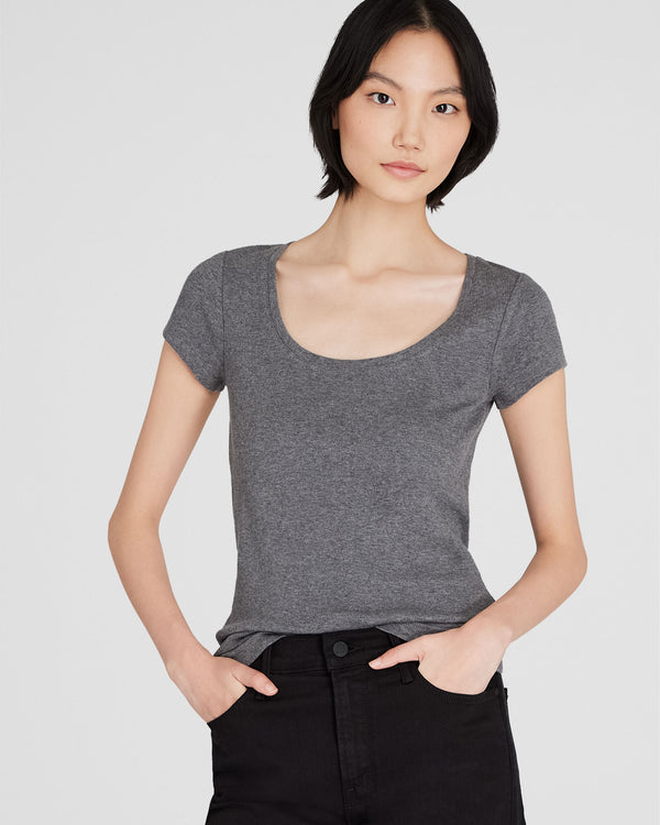 club monaco Bowee Scoop Neck Tee Medium Heather Grey