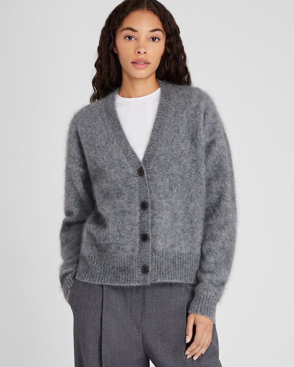 club monaco Brushed Cashmere Cardigan Medium Heather Grey