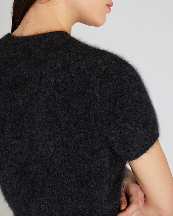 Club Monaco Brushed Cashmere Short-Sleeve Sweater Charcoal