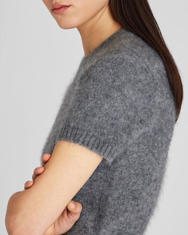 Club Monaco Brushed Cashmere Short-Sleeve Sweater Medium Heather Grey