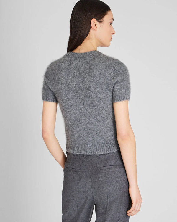 Club Monaco Brushed Cashmere Short-Sleeve Sweater Medium Heather Grey