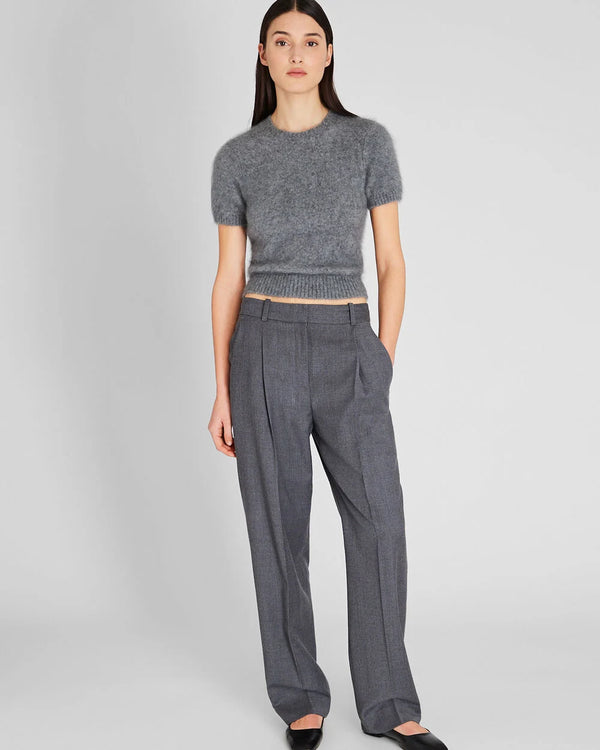 Club Monaco Brushed Cashmere Short-Sleeve Sweater Medium Heather Grey