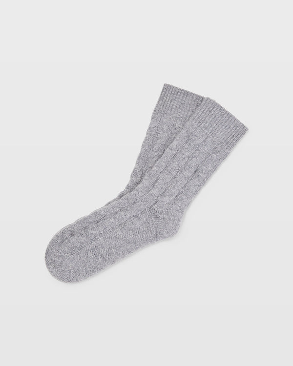 club monaco Cable-Knit Cashmere Socks Medium Heather Grey