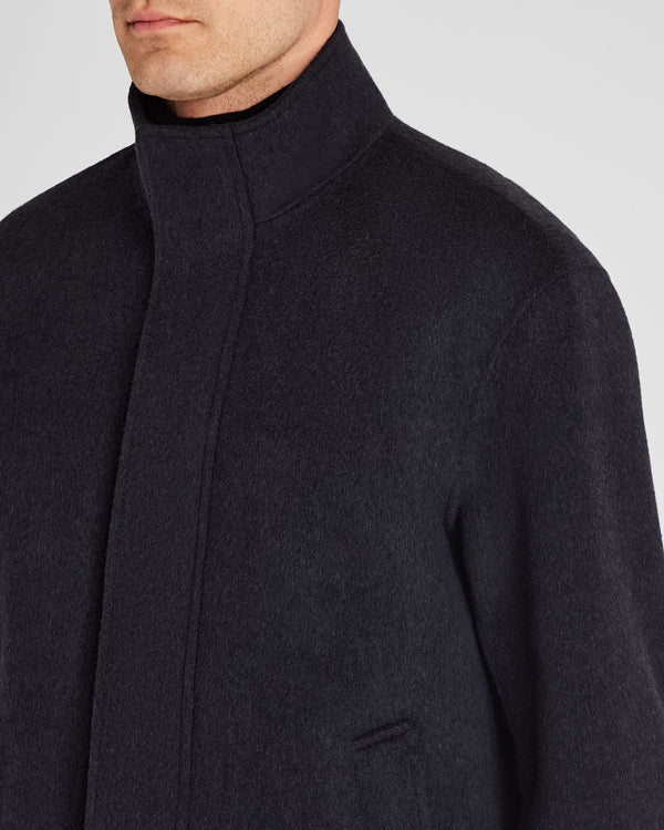 Club Monaco Capsule Double-Faced Funnel Neck Wool Jacket Dark Grey