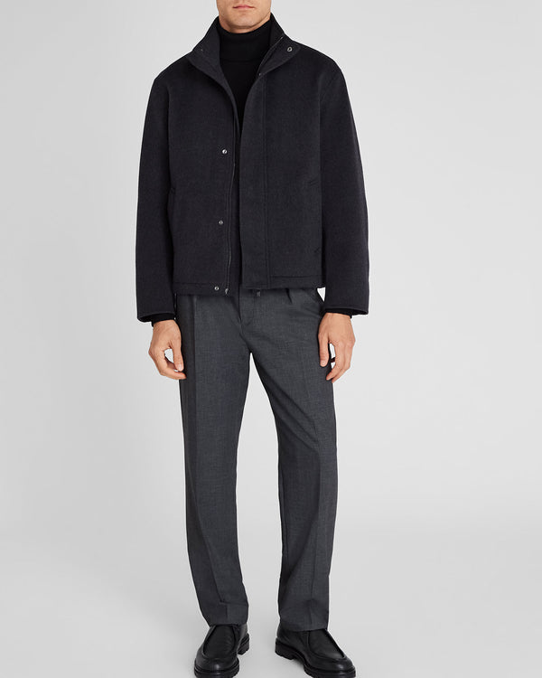 Club Monaco Capsule Double-Faced Funnel Neck Wool Jacket Dark Grey