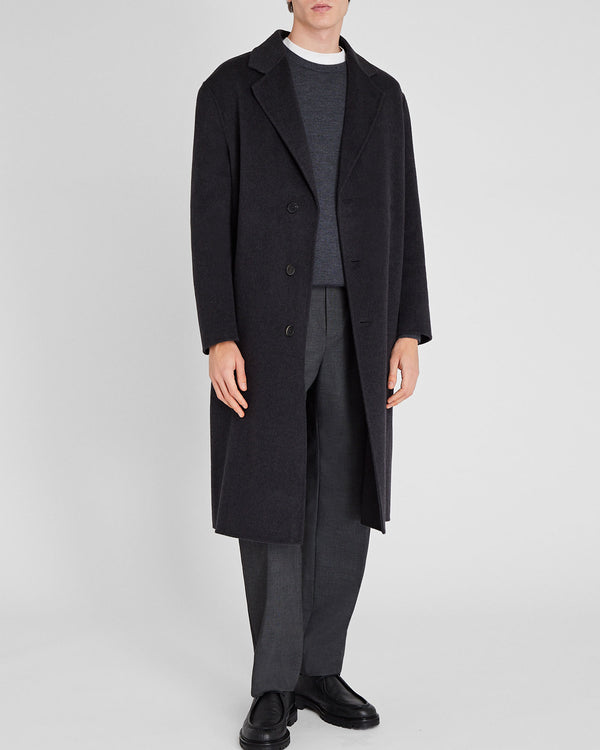 club monaco Capsule Relaxed Single-Breasted Wool Coat Dark Grey