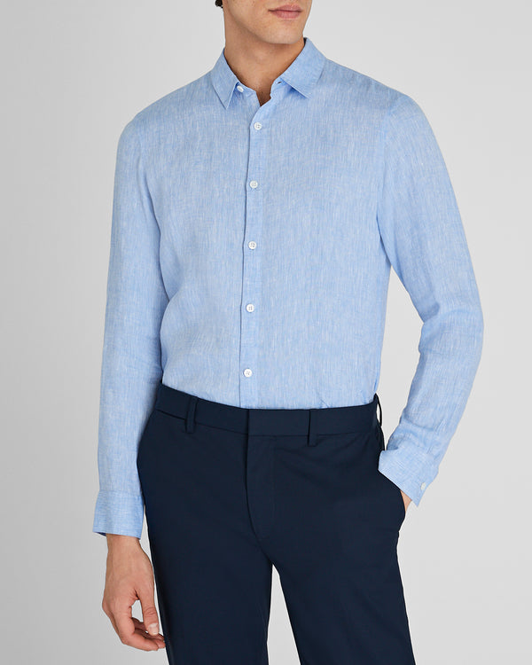 club monaco Carlo Bassetti Italian Linen Shirt Light Blue Base