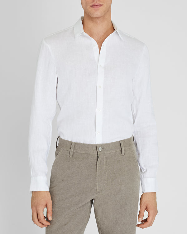 club monaco Carlo Bassetti Italian Linen Shirt White