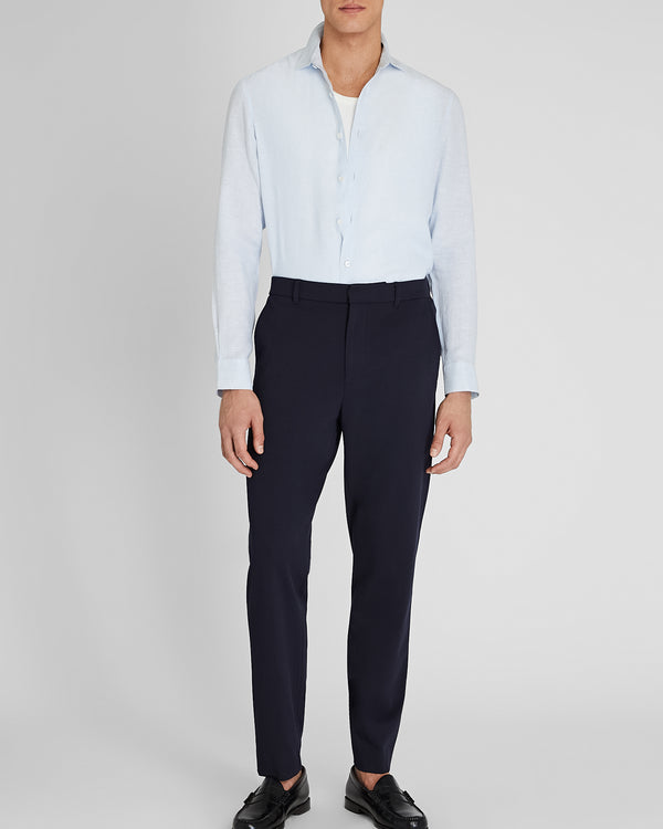 Club Monaco Carlo Bassetti Italian Linen Stripe Shirt Blue White Stripe