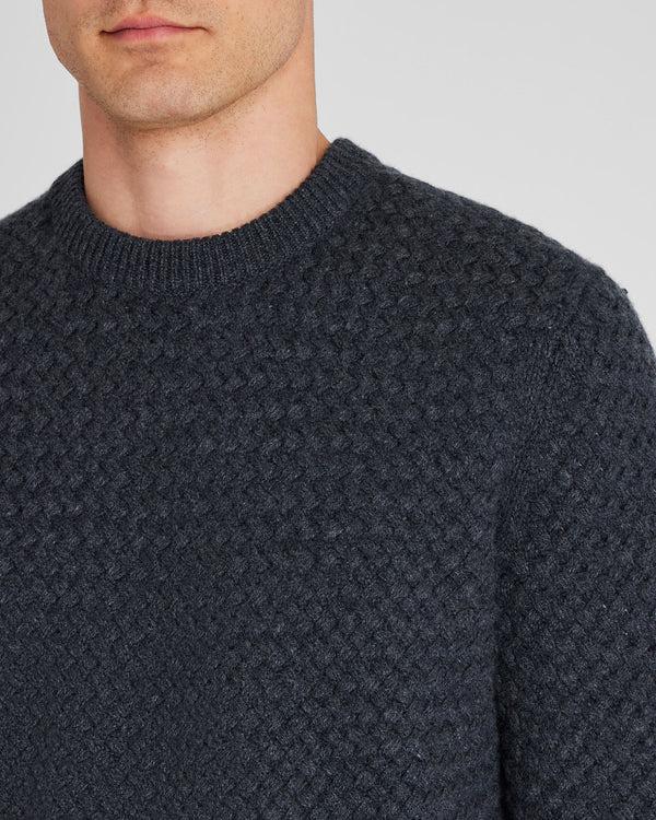 Club Monaco Cashmere Basket-Weave Crewneck Charcoal