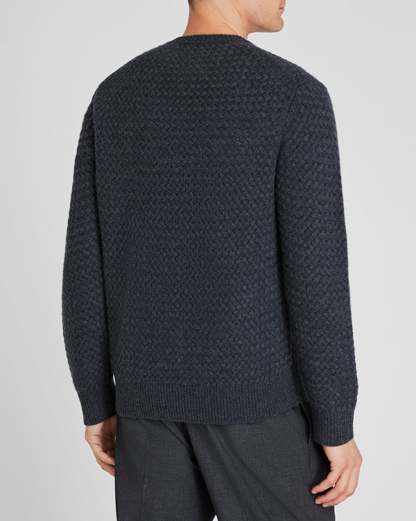 Club Monaco Cashmere Basket-Weave Crewneck Charcoal