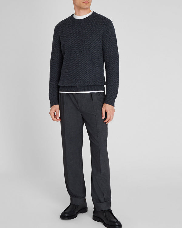 Club Monaco Cashmere Basket-Weave Crewneck Charcoal