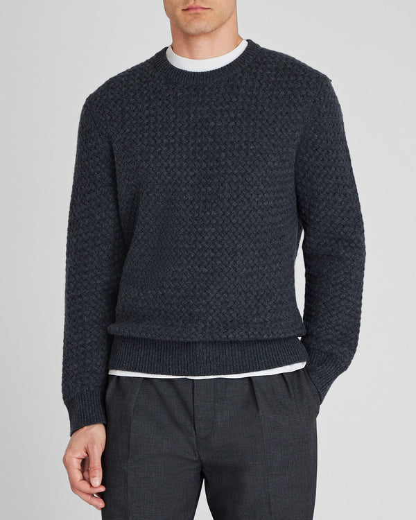 club monaco Cashmere Basket-Weave Crewneck Charcoal