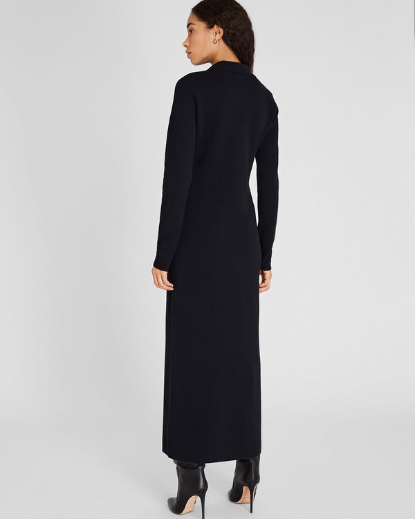 Club Monaco Cashmere Blend Open Collar Maxi Dress Black