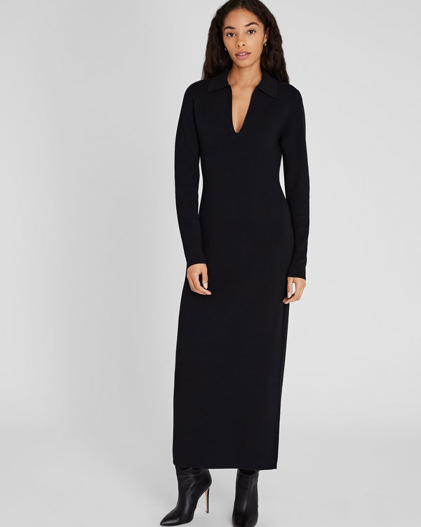 club monaco Cashmere Blend Open Collar Maxi Dress Black