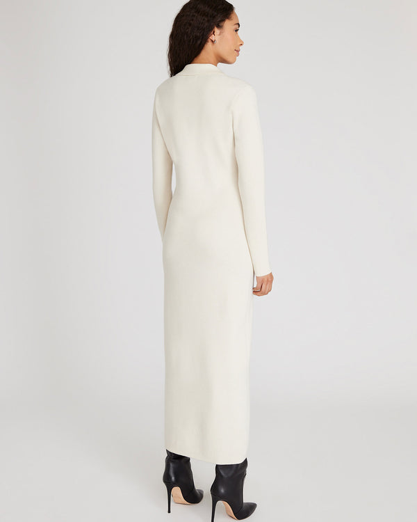 Club Monaco Cashmere Blend Open Collar Maxi Dress Eggshell