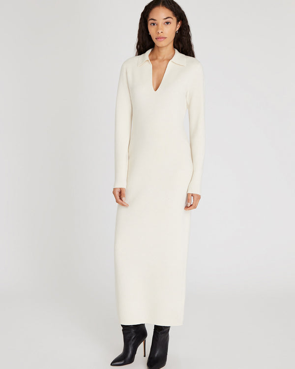club monaco Cashmere Blend Open Collar Maxi Dress Eggshell