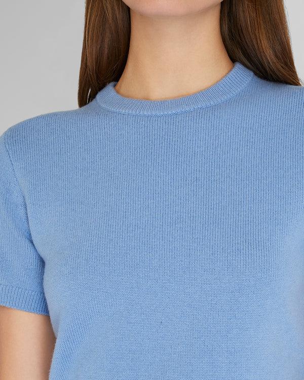 Club Monaco Cashmere Blend Shrunken Crew Neck Sweater French Blue
