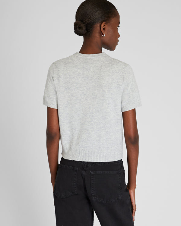 Club Monaco Cashmere Blend Shrunken Crew Neck Sweater Light Grey