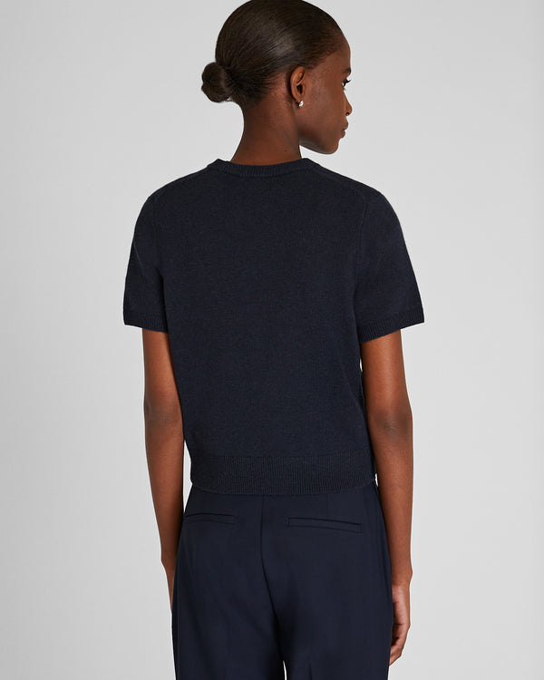 Club Monaco Cashmere Blend Shrunken Crew Neck Sweater Twilight Navy