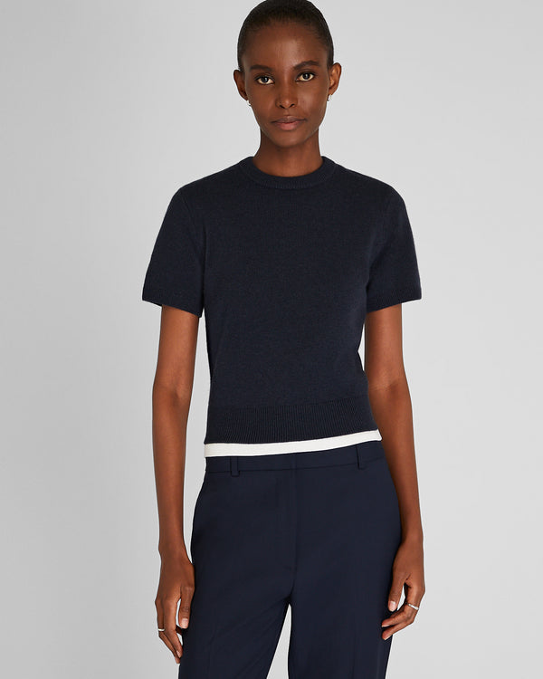 club monaco Cashmere Blend Shrunken Crew Neck Sweater Twilight Navy