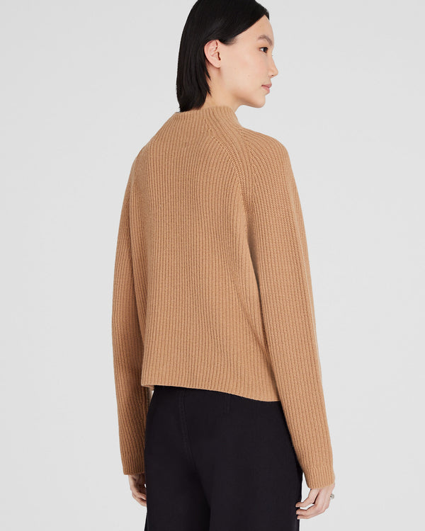 Club Monaco Cashmere Cropped Mockneck Sweater Camel