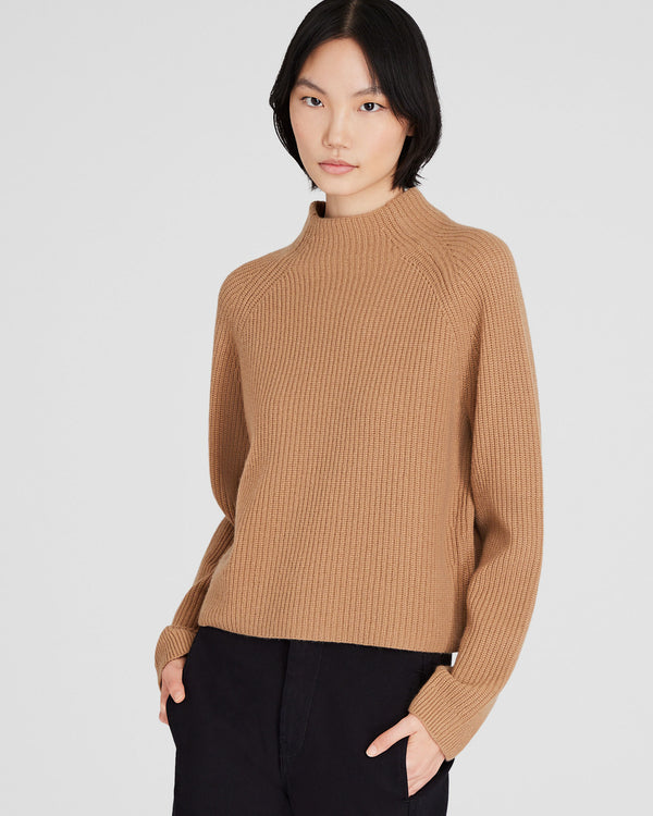 club monaco Cashmere Cropped Mockneck Sweater Camel