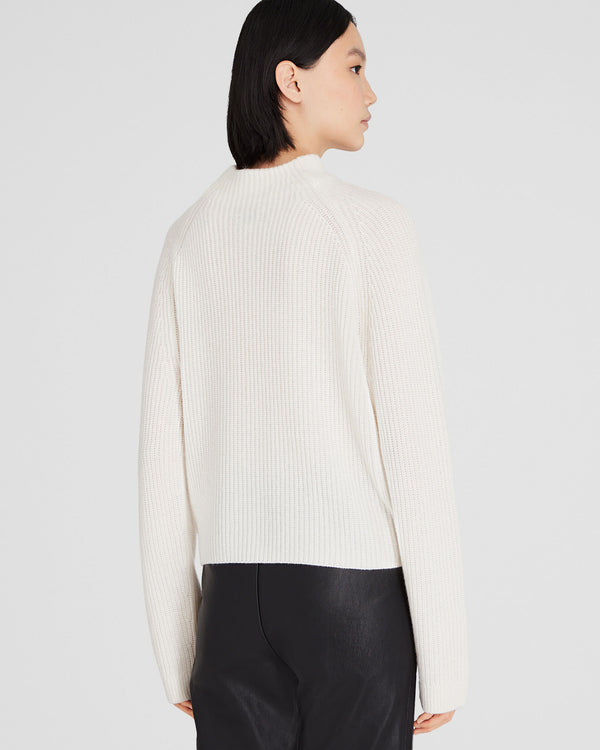 Club Monaco Cashmere Cropped Mockneck Sweater Ivory
