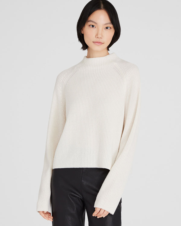 club monaco Cashmere Cropped Mockneck Sweater Ivory