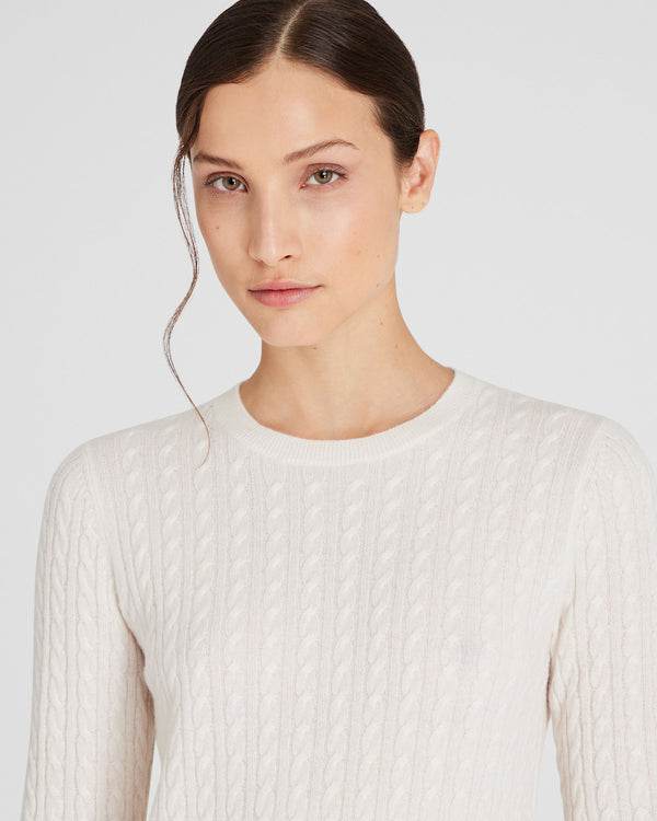 Club Monaco Cashmere Mini-Cable Long-Sleeve Crewneck Ivory