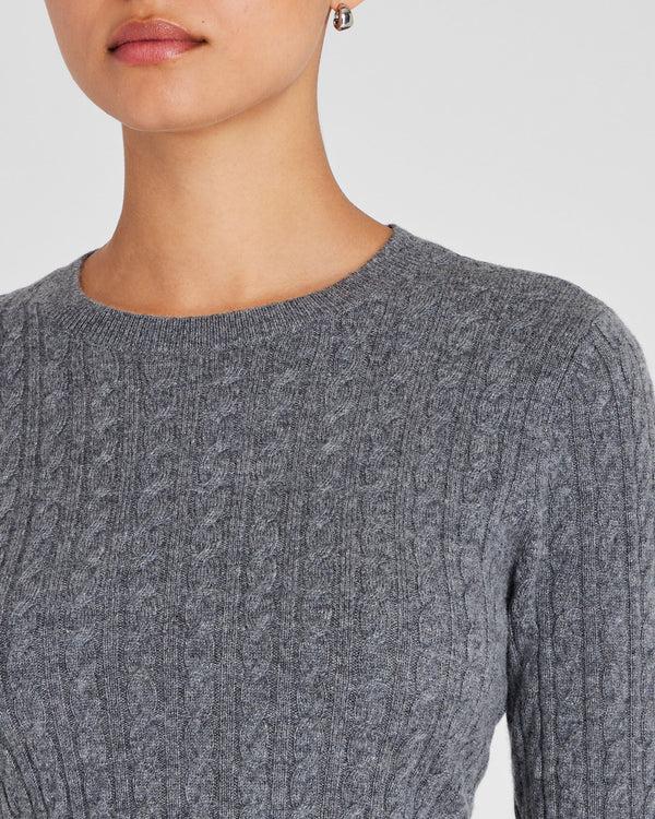 Club Monaco Cashmere Mini-Cable Long-Sleeve Crewneck Medium Heather Grey