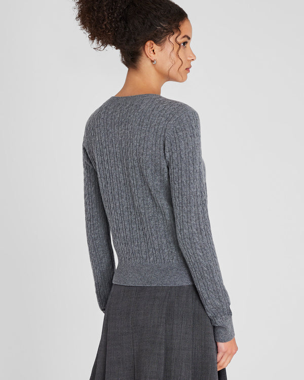 Club Monaco Cashmere Mini-Cable Long-Sleeve Crewneck Medium Heather Grey