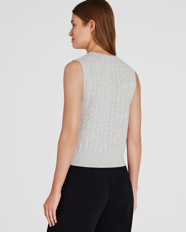 Club Monaco Cashmere Mini Cable Shell Light Heather Grey