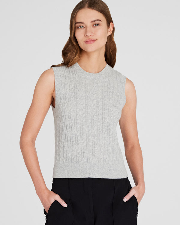 club monaco Cashmere Mini Cable Shell Light Heather Grey