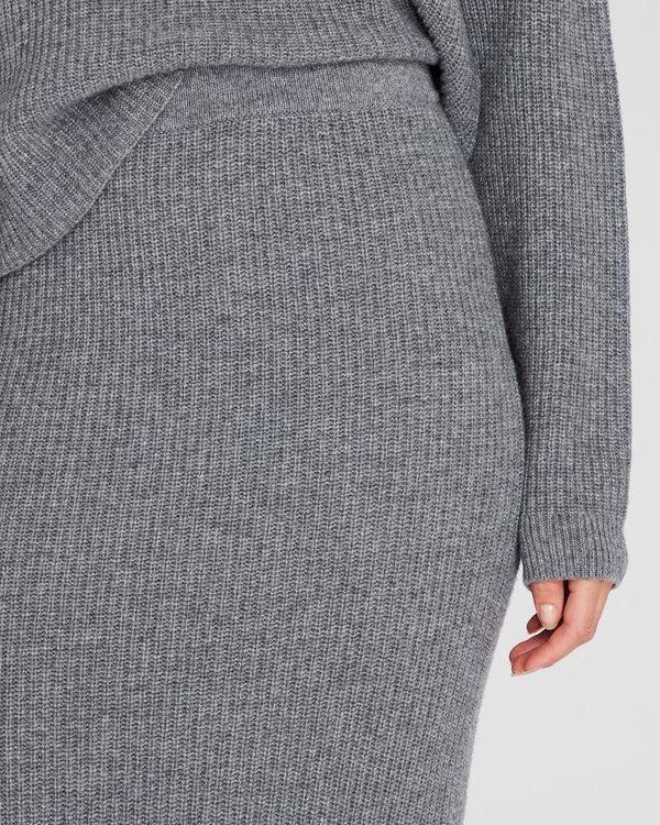 Club Monaco Cashmere Ribbed Midi Skirt Charcoal Heather