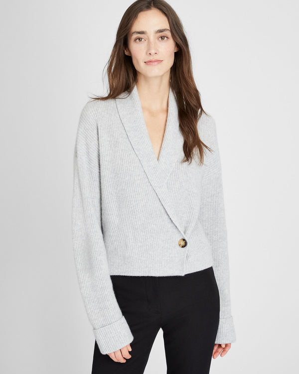 club monaco Cashmere Shawl Wrap Cardigan Light Heather Grey