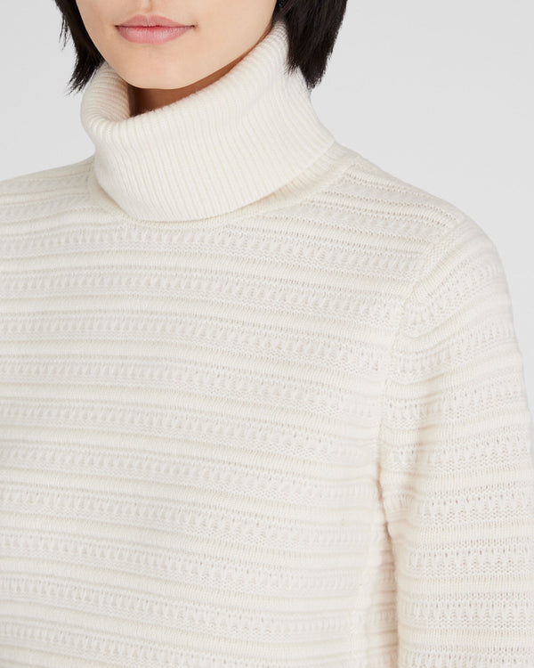 Club Monaco Cashmere Texture Stitch Turtleneck Sweater Ivory