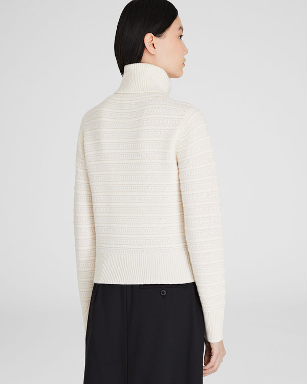 Club Monaco Cashmere Texture Stitch Turtleneck Sweater Ivory