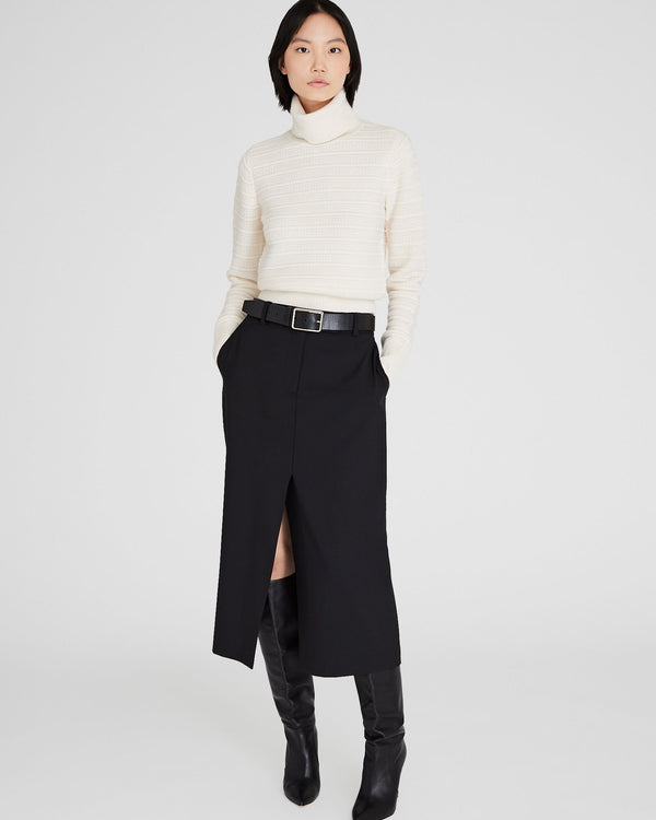 Club Monaco Cashmere Texture Stitch Turtleneck Sweater Ivory