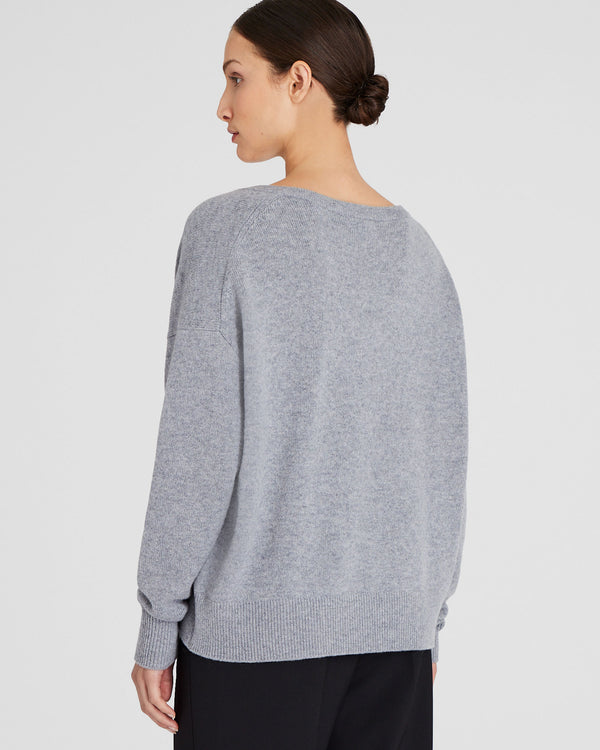 Club Monaco Cashmere V-Neck Sweater Medium Heather Grey