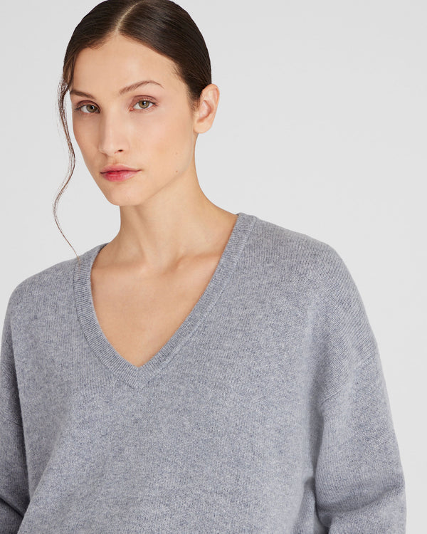 Club Monaco Cashmere V-Neck Sweater Medium Heather Grey