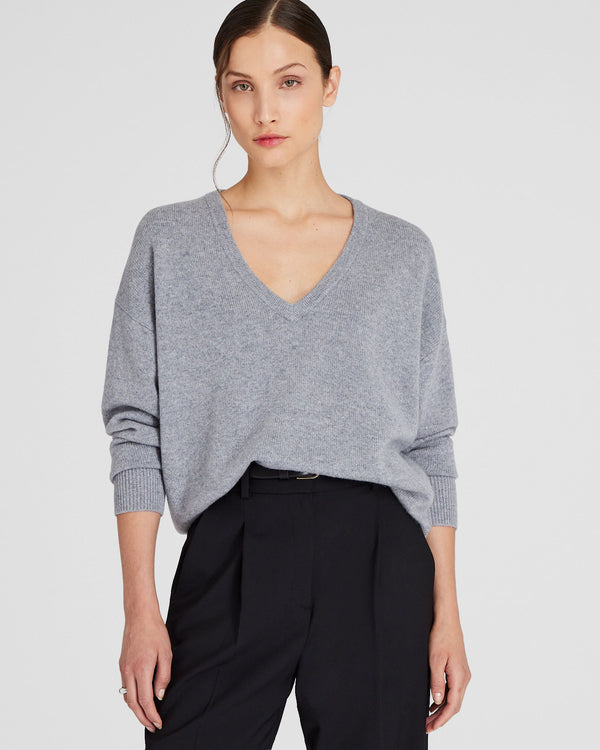 club monaco Cashmere V-Neck Sweater Medium Heather Grey