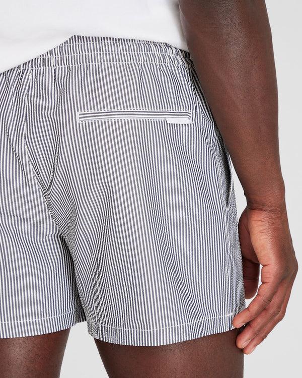 Club Monaco Arlen Seersucker 4" Swim Trunk Navy Mix